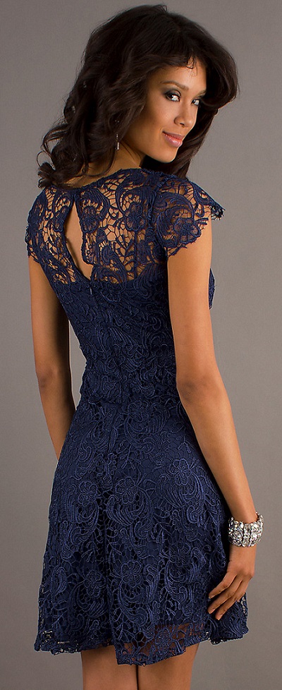 Style Ideas For Navy Lace Dress | Red Lace Dress