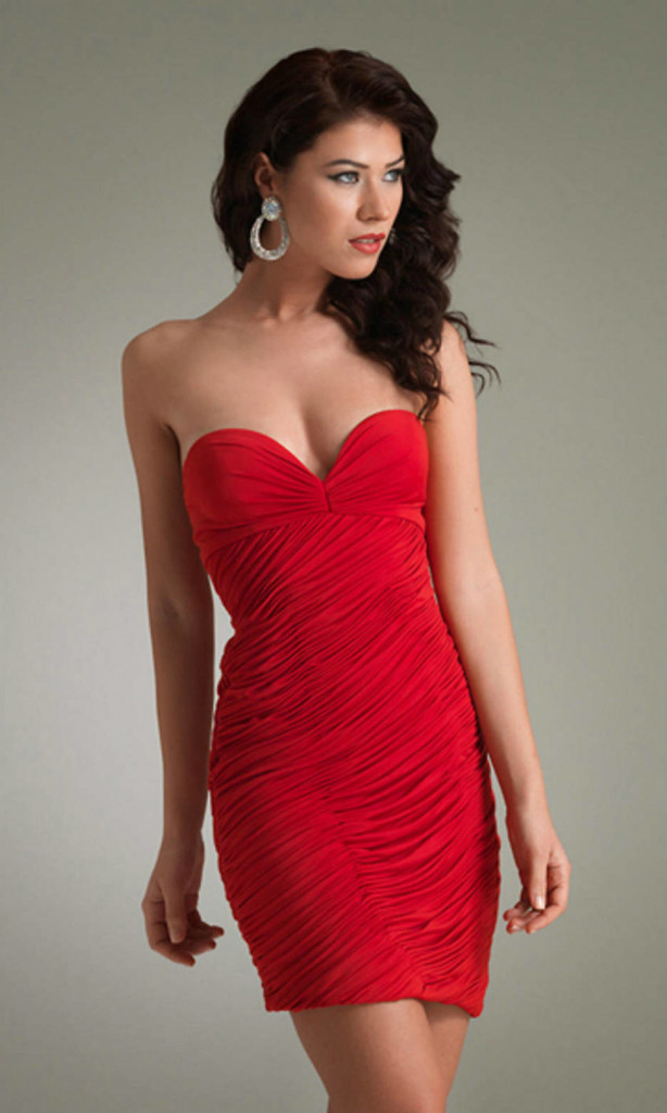 Cute Short Red Strapless Dress