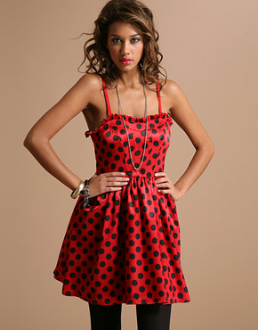 black dress red polka dots