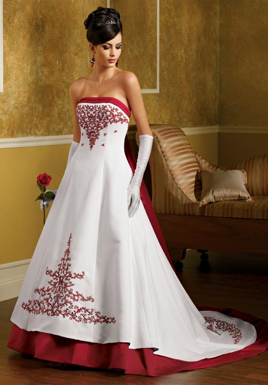 red and white gown design