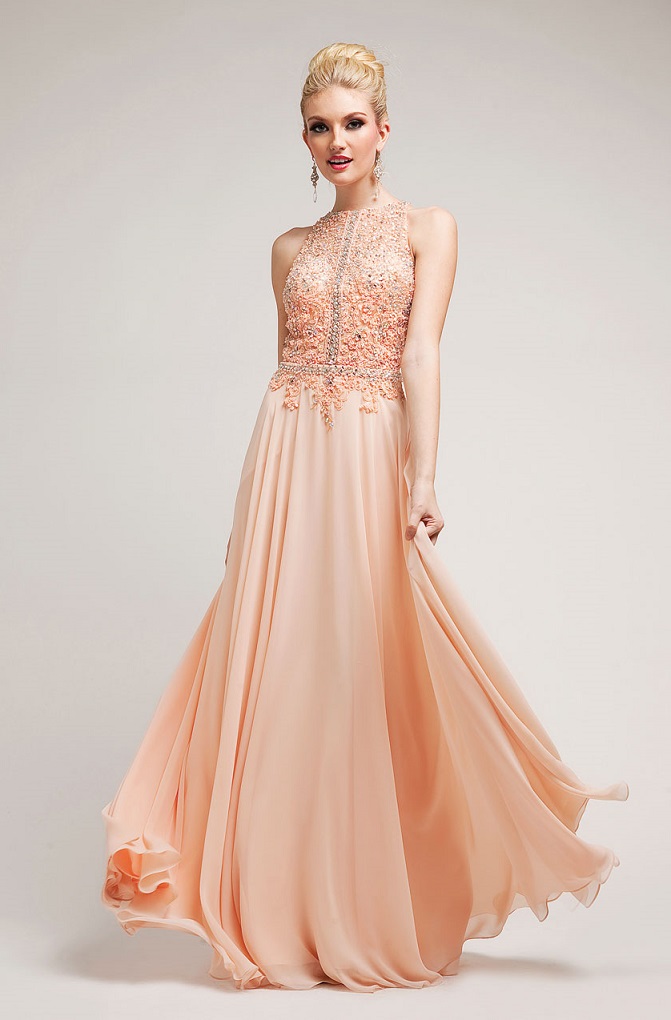 peach colour party wear dress